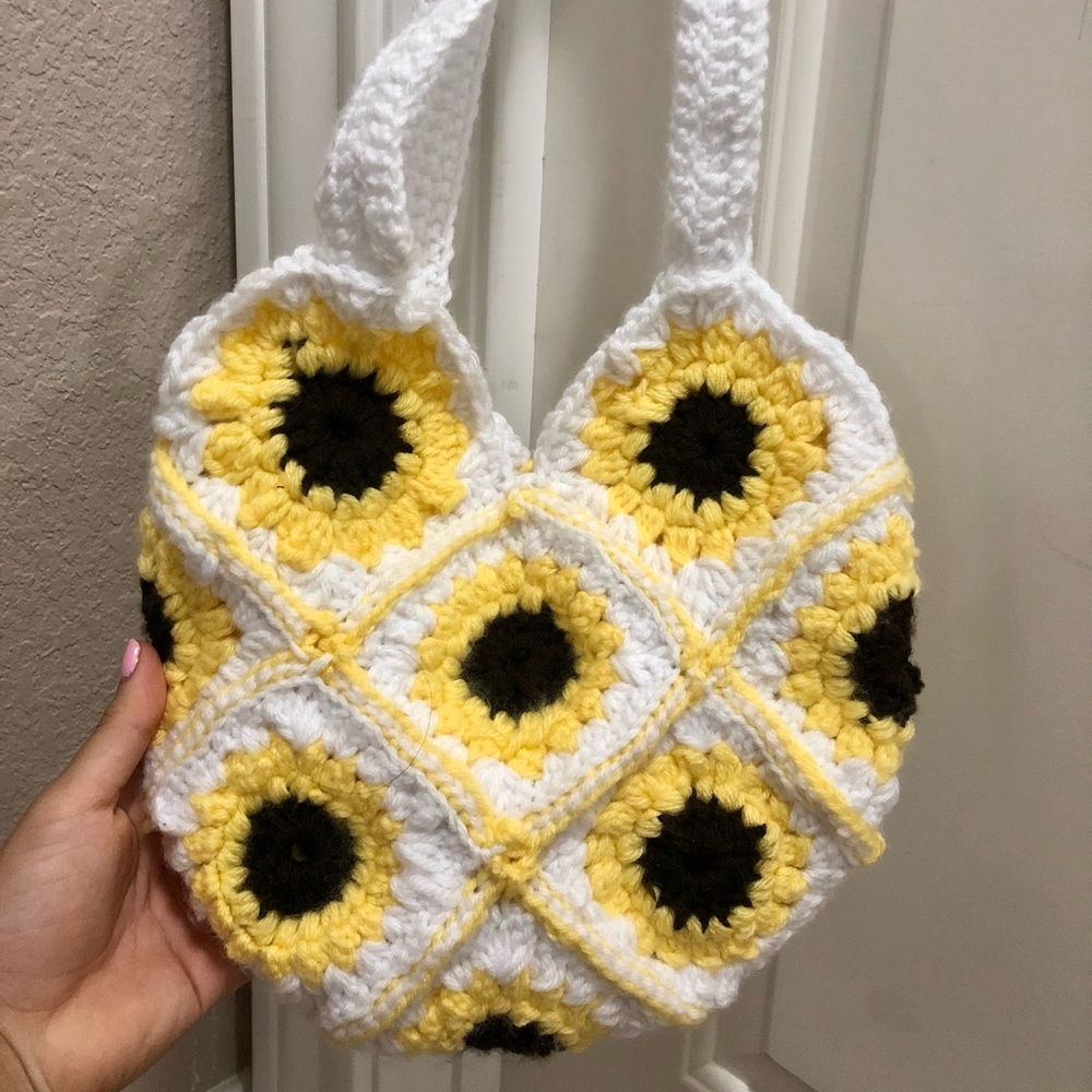 Handmade sunflower crochet bag
